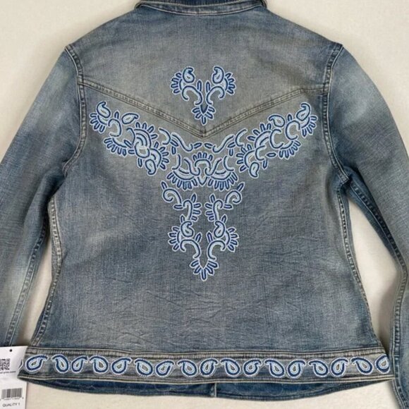 Scully Beaded Jean Jacket Medium Southwest Western - Picture 6 of 15